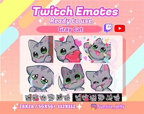 Cat Greens Grey Cats Tabby Green Eyes Watermark Twitch Streamers Emoji Digital Drawing