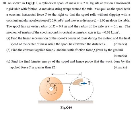 Solved As Shown In Fig Q A Cylindrical Spool Of Mass M Chegg