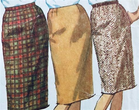 Complete 1965 Simplicity 6137 Misses Perfect Fit Pencil Skirt With Or Without Waistband Center