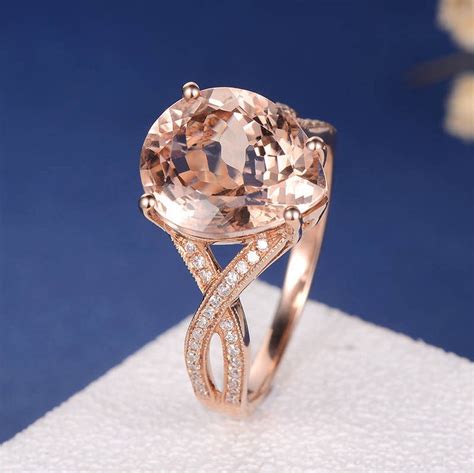 Pear Shaped Morganite Engagement Ring Rose Gold Bridal Set Etsy