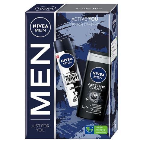 Set Cadou Barbati Nivea Men Active You Deodorant Spray Black White