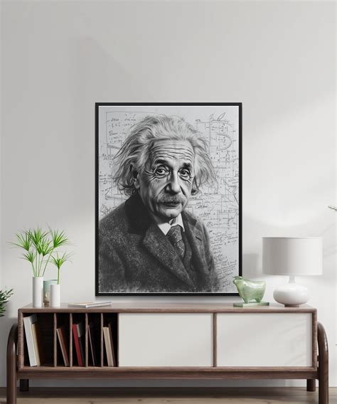 Albert Einstein Portrait, Digital Print, Black and White Sketch ...