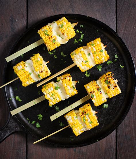 Grilled Corn Kebabs with Salty Cheese - SoupAddict