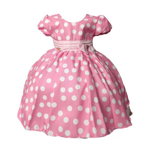 Vestido De Festa Infantil Tem Tico Minnie Rosa Xuxuzinhos Baby