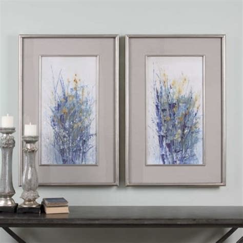 Indigo Florals Wall Art In Gray Linen Bella Casa Decor And Design