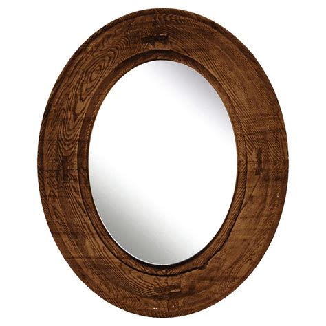 Oval Decorative Wall Mirror Rustic Wood Finish PTM Images Adult