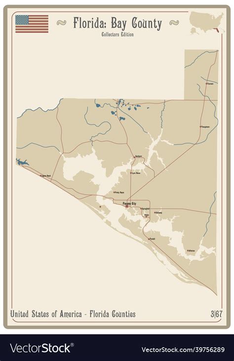 Map of bay county in florida Royalty Free Vector Image