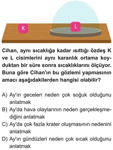 Ay ın Yapısı ve Özellikleri Test Çöz 5 Sınıf Fen Bilimleri Yeni Nesil