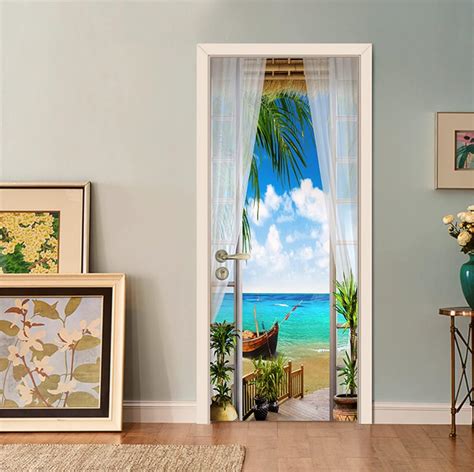 Amazon Artfanke 3D Door Sticker Peel And Stick Sea View Door