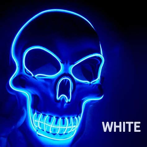 Scary Ghost Head Skull Glowing Mask LED Light Up Halloween Mask ...