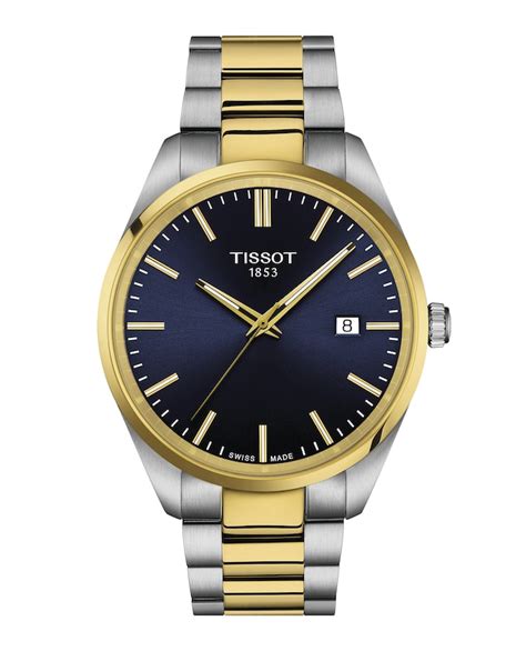 Tissot Pr100 Mens Blue Dial Two Tone Stainless Steel Bracelet Watch