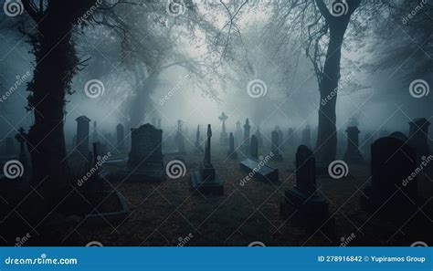 Silhouette Of Dead Person In Spooky Graveyard A Haunting Autumn