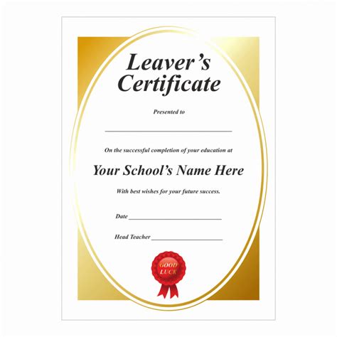 Gold Leaver's Certificates | School Stickers