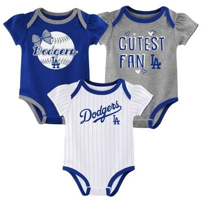 Mlb Los Angeles Dodgers Baby Girls' 3pk Bodysuit - 18m : Target