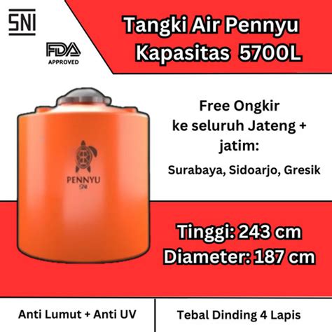 Jual Tangki Tandon Toren Air Penyu 5000 Liter Murah Berkualitas Bebas