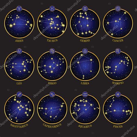 Signes Du Zodiaque Avec Les Constellations Xii Image Vectorielle