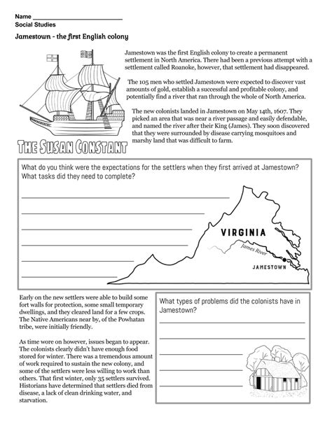 Jamestown Illustrated Notes 13 Colonies Peacefield History