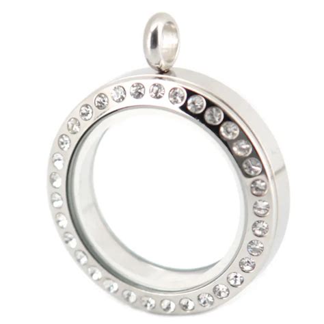 Mm Round Screw Crystal Stainless Steel Memory Living Glass Locket