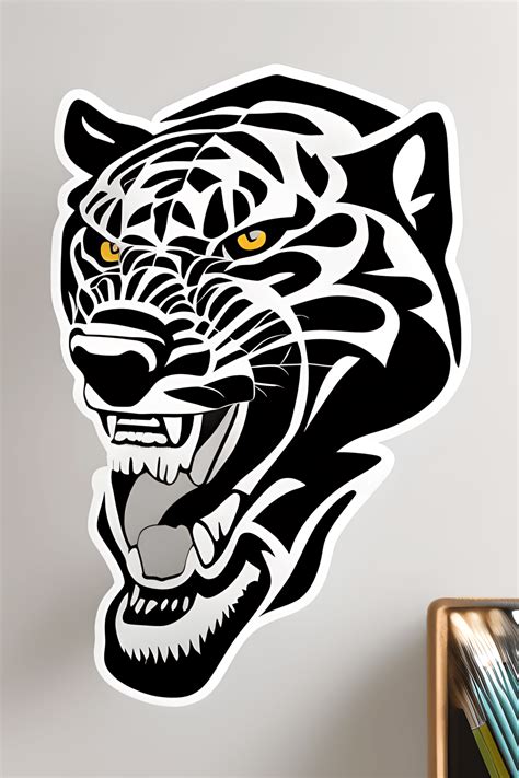 Black Panther Head Sticker · Creative Fabrica