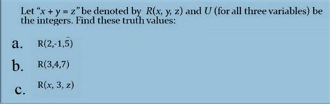 Solved Let X Y Z Be Denoted By R X Y Z And U For All Three Chegg