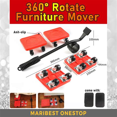 360° Rotate Furniture Lifter 5pcsset Cabinet Mover Transport Device