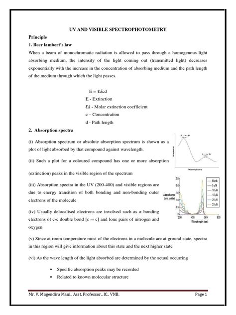 Uv Visible Spectros Pdf Absorption Spectroscopy Ultraviolet