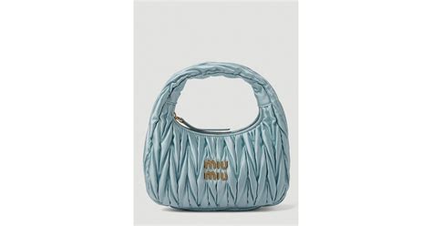 Miu Miu Matelassé Metallic Handbag in Blue Lyst