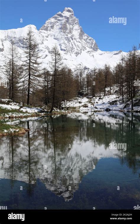 Matterhorn Peak In Breuil Cervinia Valtournenche Aosta Valley Italy