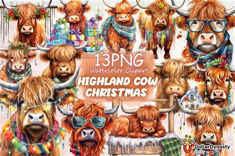 Highland Cow Christmas Sublimation Graphic By Dollar Dynasty Creative