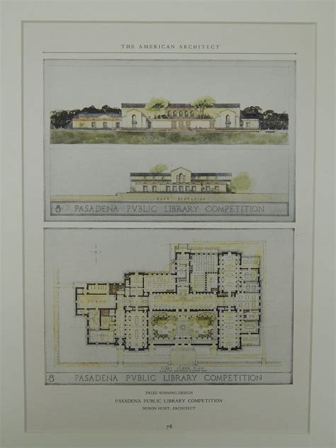 Prize Winning Design, Public Library, Pasadena, CA, 1926. Myron Hunt ...