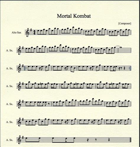 Mortal Kombat theme song for alto saxophone Saxophone Sheet Music ...