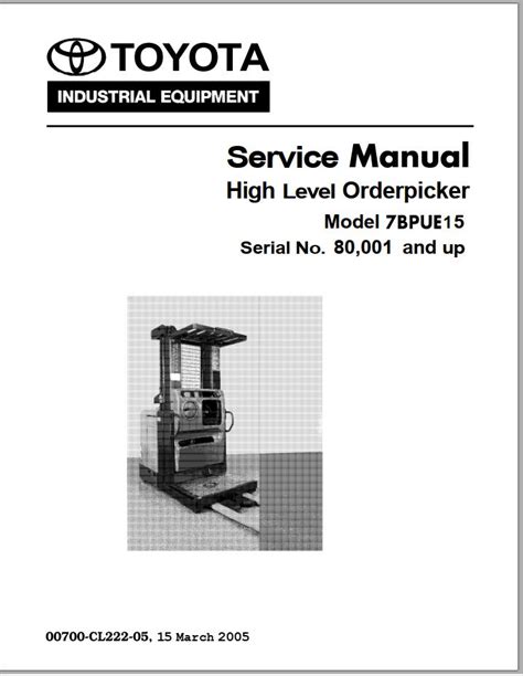 Toyota Forklift 7BPUE15 Repair Manual PDF