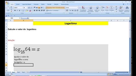 Curso De Excel E Matemática Logaritmo Função Log Exponencial Concurso