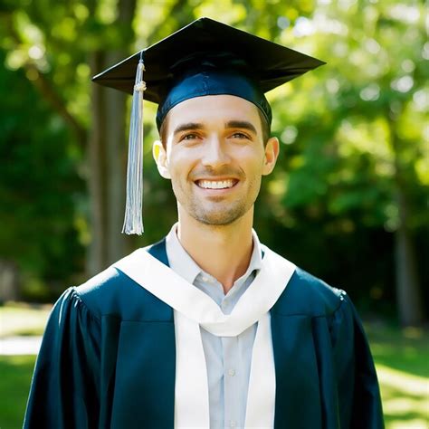 Premium Photo A Man Wearing A Graduation Cap And Gown Is Smiling