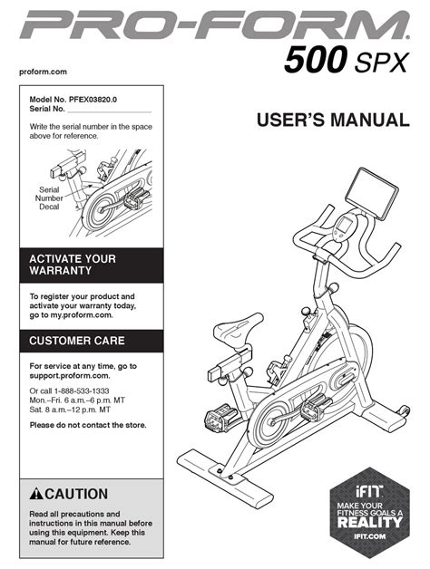 Pro Form 500 Spx User Manual Pdf Download Manualslib