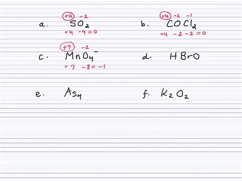 SOLVED Determine The Oxidation Number For The Indicated Element In Each