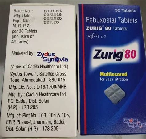 Zurig Febuxostat Tablets Mg At Rs Box Uloric In Mumbai Id