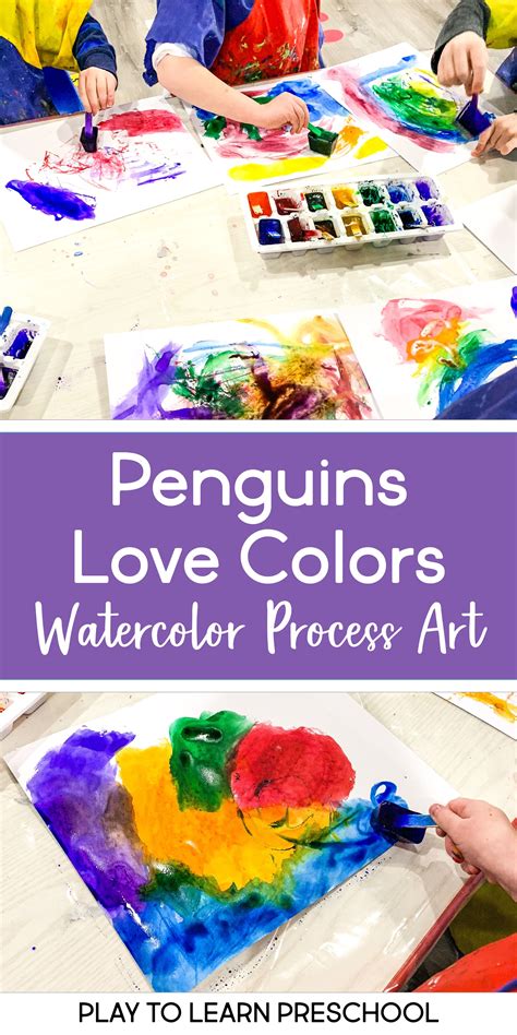 Penguins love colors watercolor process art project – Artofit