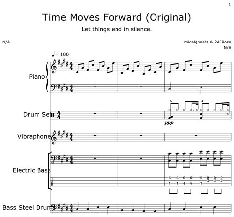 Time Moves Forward Original Sheet Music For Piano Drum Set