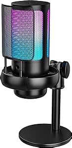 Anykuu RGB Microphone à Condensateur 24 Bits 192 kHzMicro Gaming avec