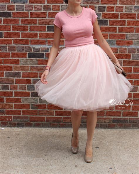 Claire Blush Pink Shimmery Soft Tulle Skirt Midi Cest Ça New York