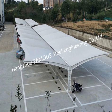 Metal Tensile Membrane Roofing Shed Pvdf Sail Material Steel Sembrane Structure Car Parking