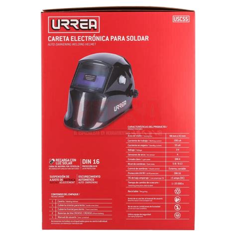 CARETA ELECTRÓNICA PARA SOLDAR DISEÑO FIBRA DE VIDRIO URREA USCS5