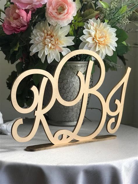 Monogram Sign Laser Cut Self Standing Monogram Sign Three Etsy