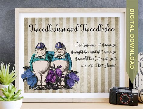 Tweedledum And Tweedledee Alice In Wonderland Printable Wall Etsy