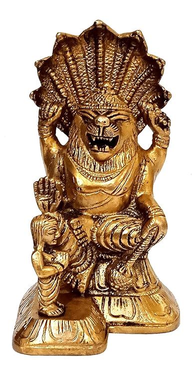 Buy Purpledip Brass Idol Narasimha Lord Vishnu S Avatar Prahalad