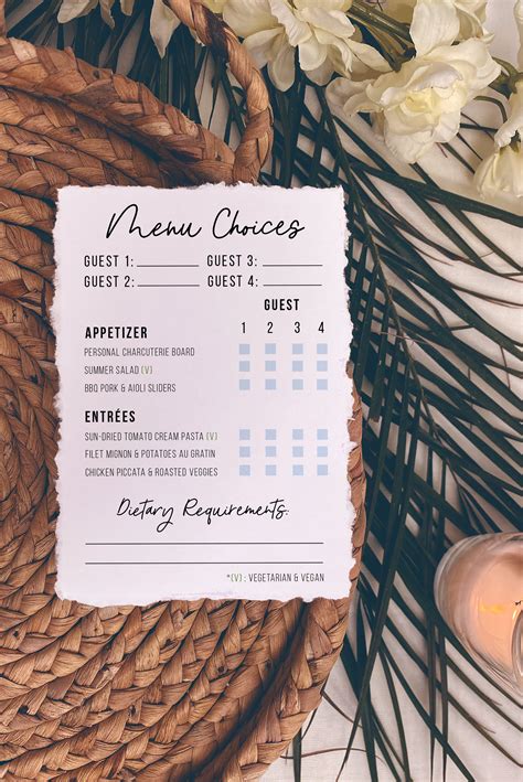 Rsvp With Meal Choice Template