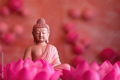 Bouddha Dans Le Bouddhisme Est Assis Sur Un Beau Lotus Rose Gautama