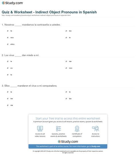 30 Indirect Object Pronouns Spanish Worksheet Worksheets Decoomo