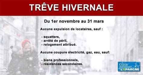 La trêve hivernale débute ce vendredi 1er novembre 2024